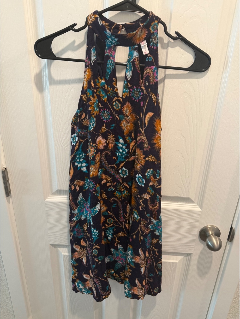 Xhilaration black floral halter dress size S